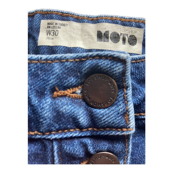 TopShop Moto Blue Button Up Denim Skirt Waist Size 30 - Picture 4 of 5